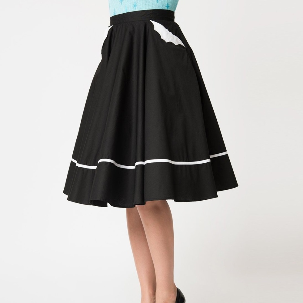 Hell Bunny 1950s Style Black Bats High Waist Swing